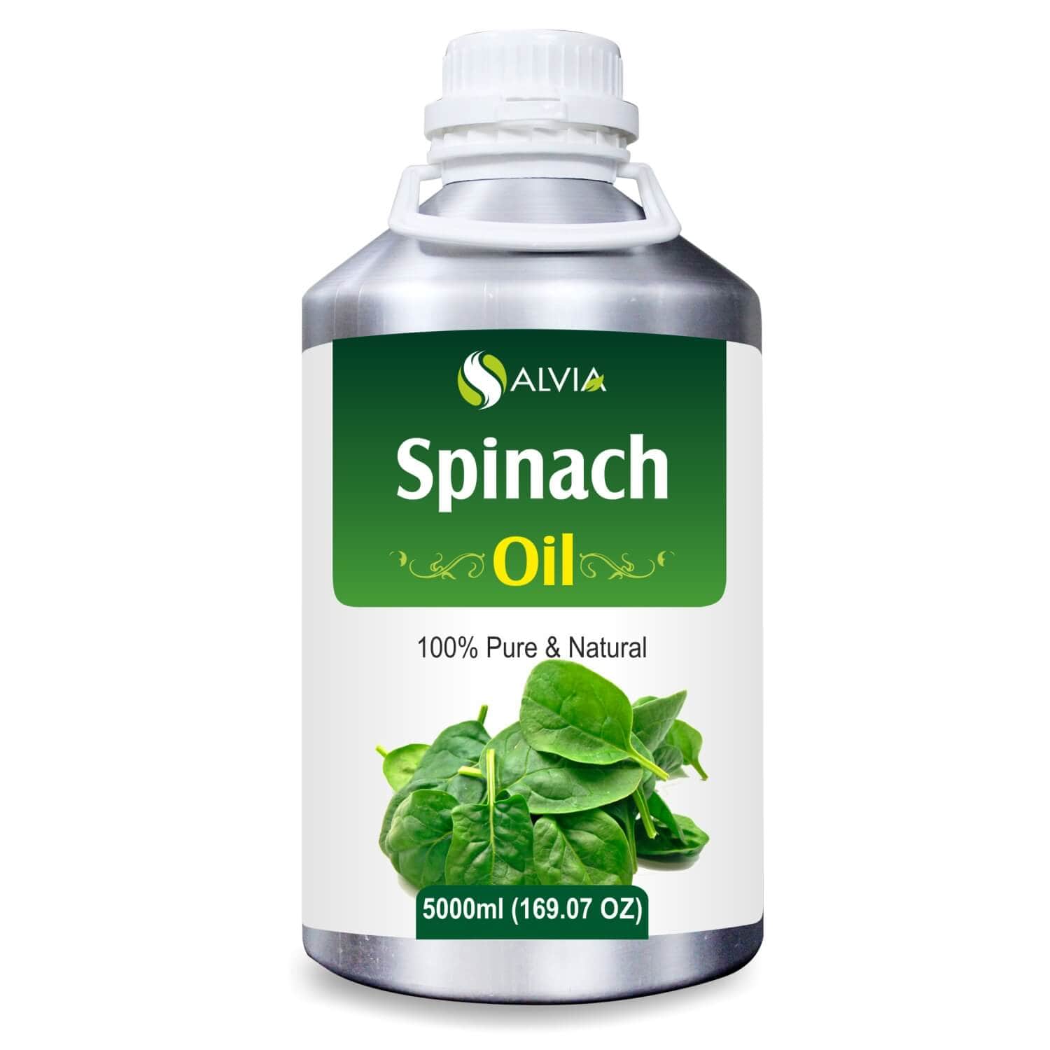 Salvia Natural Carrier Oils 5000ml Spinach Oil (Spinacia Oleracea) 100% Natural Pure Carrier Oil Moisturizes Skin & Hair, Promotes Hair Growth, High in Antioxidant, Reduces Scars & Acne